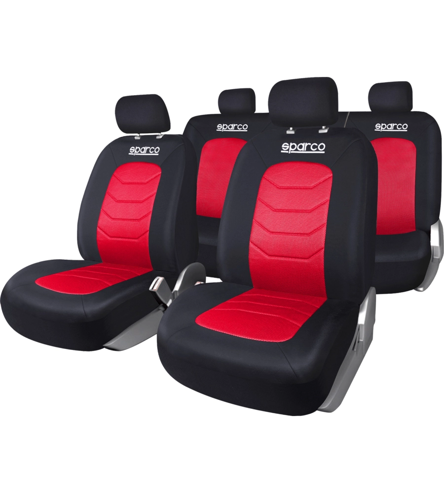 Set coprisedili universali auto completo sparco "spc1019" nero/rosso a righe